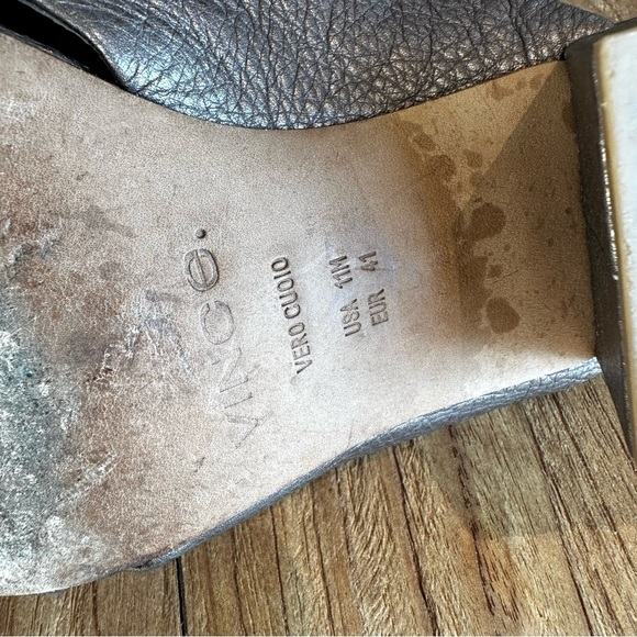 Vince Karsen Women’s Leather Sandals Slip On Slides Bronze Pebbled Block Heel 11 - Picture 9 of 12